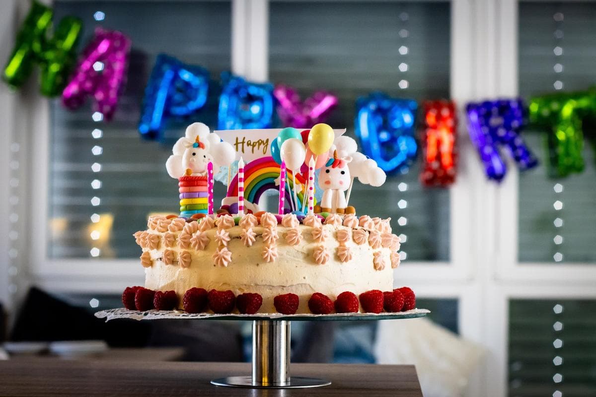 Colorful birthday celebration cake