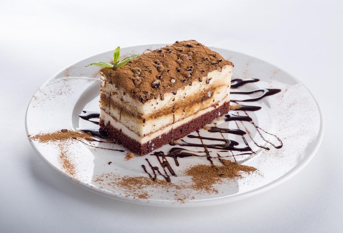 Cake slice with coffee