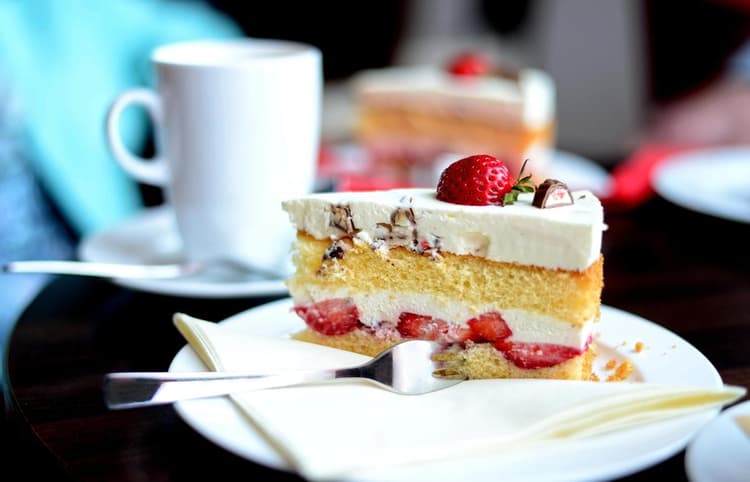 Layered tiramisu cake slice